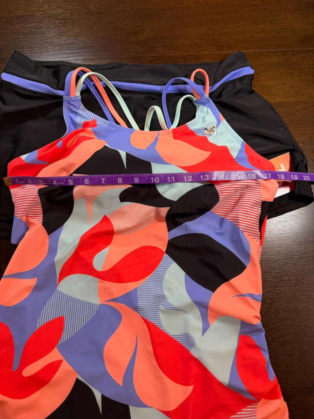 NWT ZeroXposur Floral Tankini Swim Skirt Set Crisscross Resort XL
